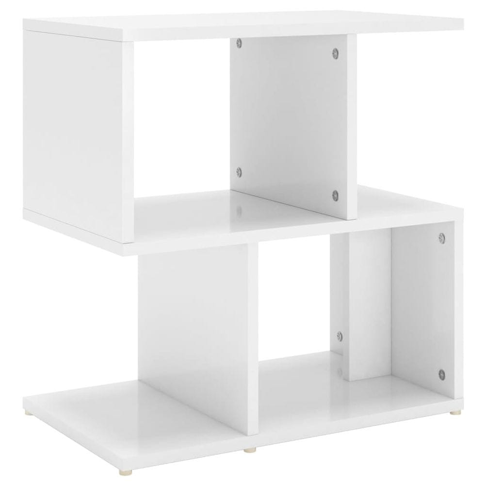 Vidaxl Nočný stolík, lesklý biely 50x30x51,5 cm, kompozitné drevo